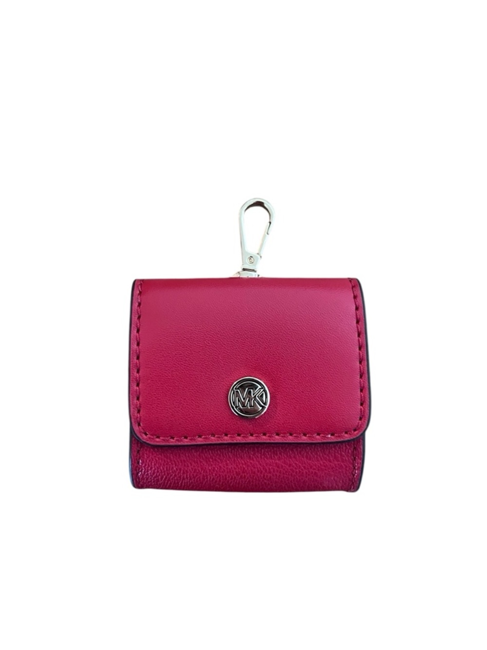 Michael Kors Jet Set Coin AirPods Travel Case Key Chain Red MK Logo Bag